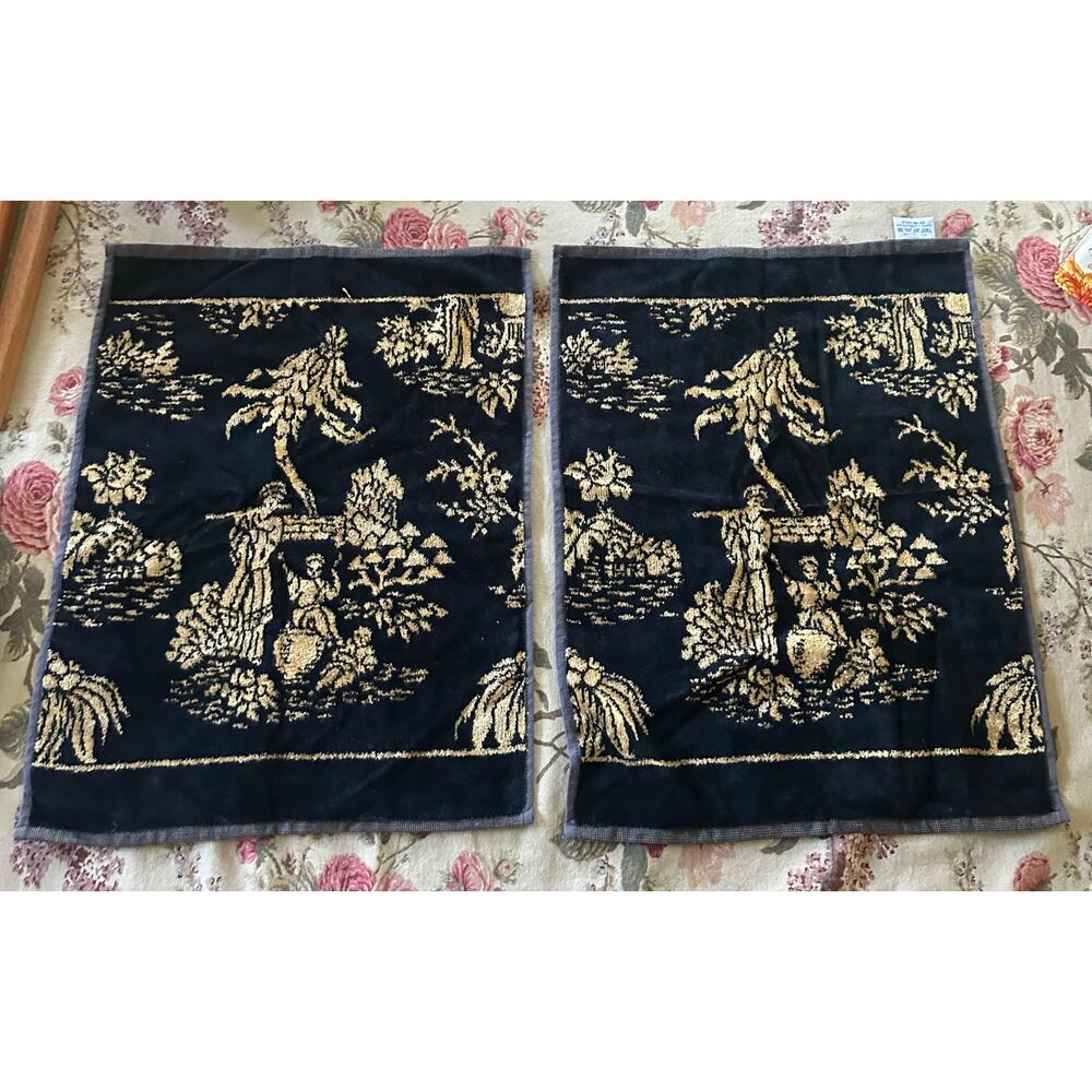 Vintage Set Besana Italy Italian 
Cotton Viscose 2 Hand Towels